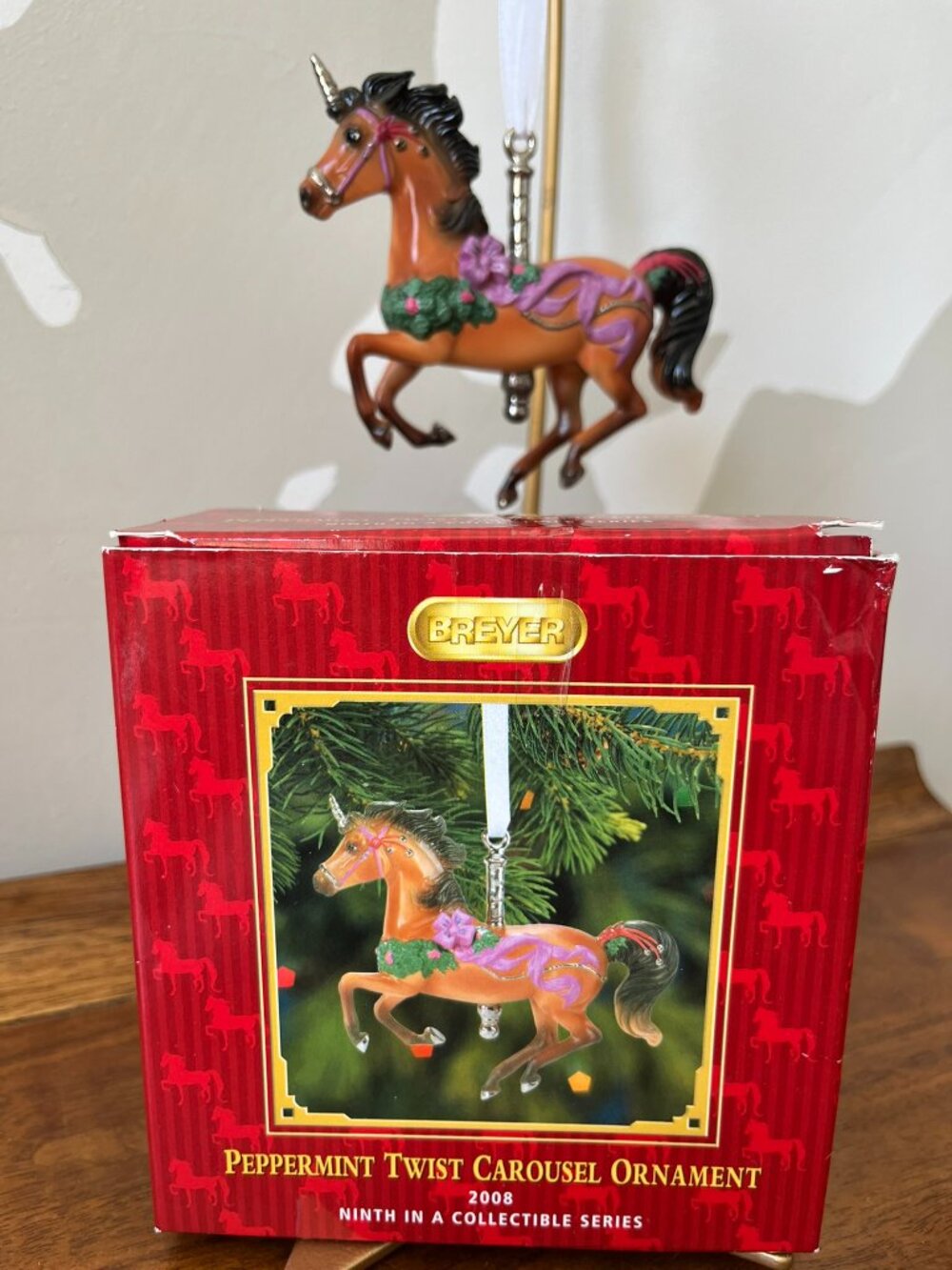 Breyer Peppermint Twist Carousel Ornament 2008 Porcelain Christmas Series #9